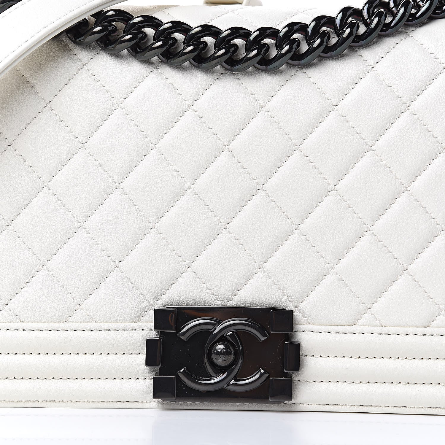 Chanel Calfskin Quilted Medium Boy Flap White 10 of 10