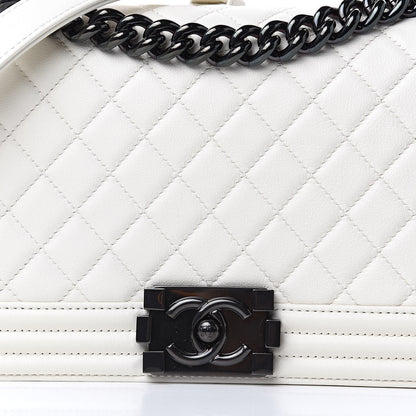 Chanel Calfskin Quilted Medium Boy Flap White 10 of 10