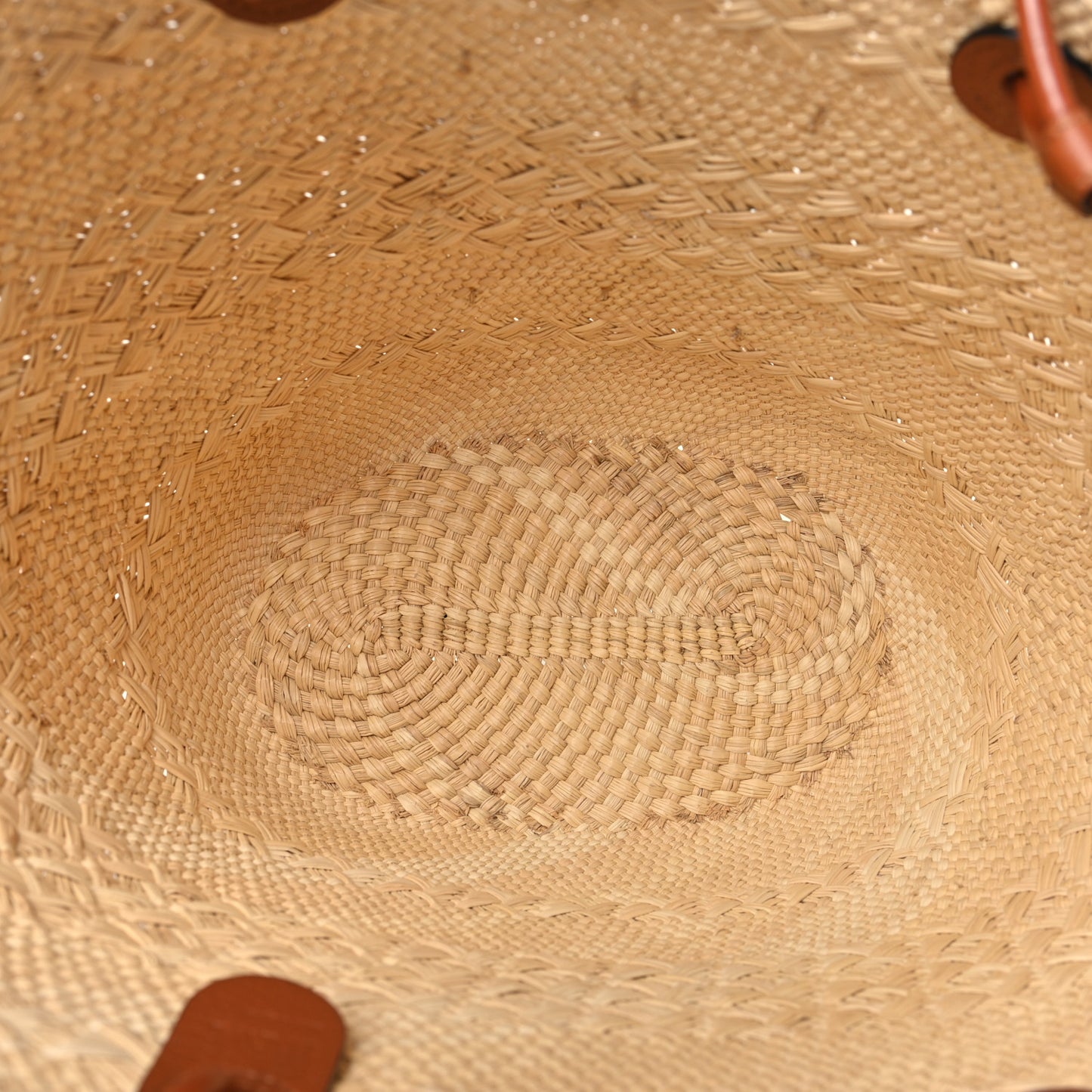 Calfskin Raffia Paulas Ibiza Medium Anagram Basket Tote Bag Natural Tan