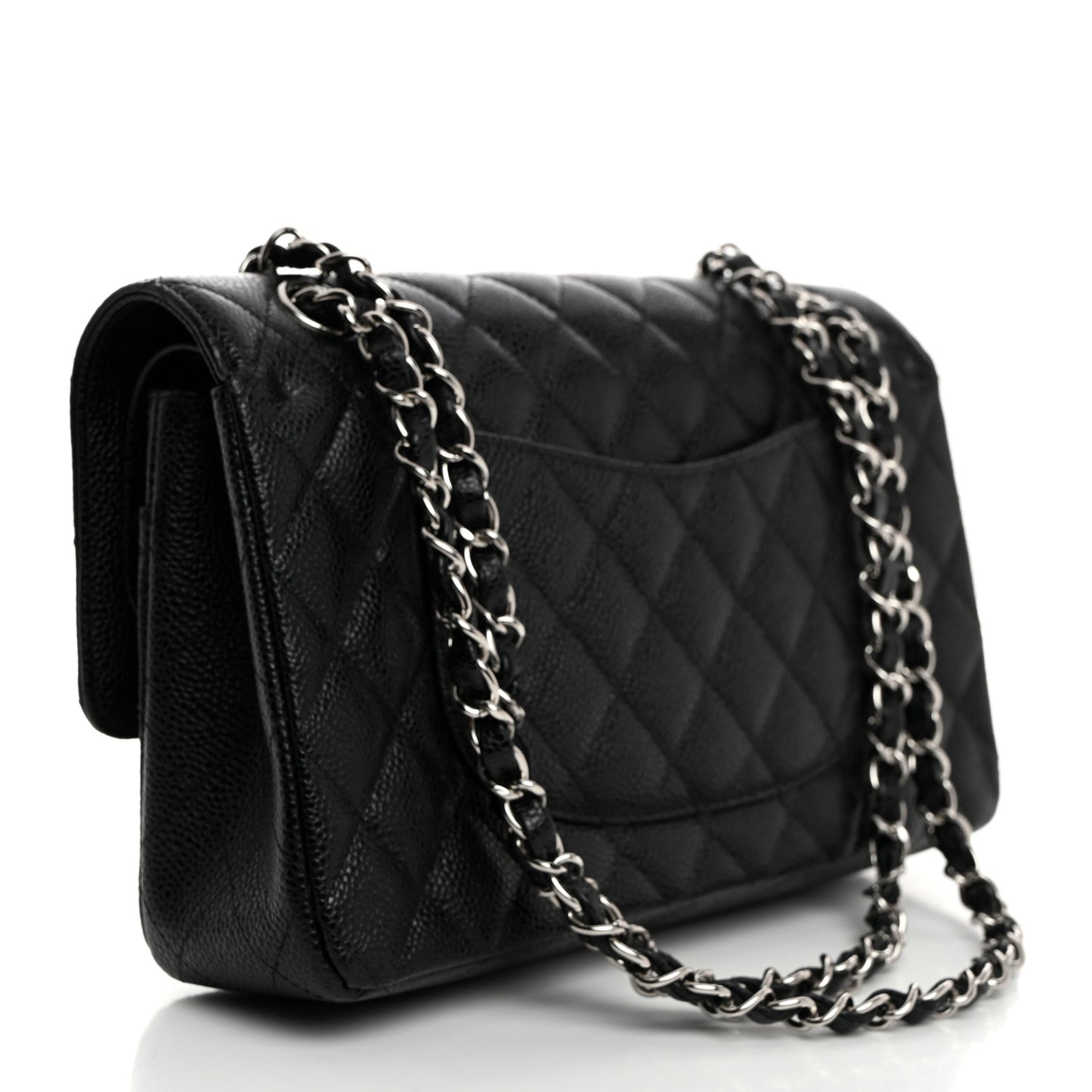 Caviar Quilted Medium Double Flap Black