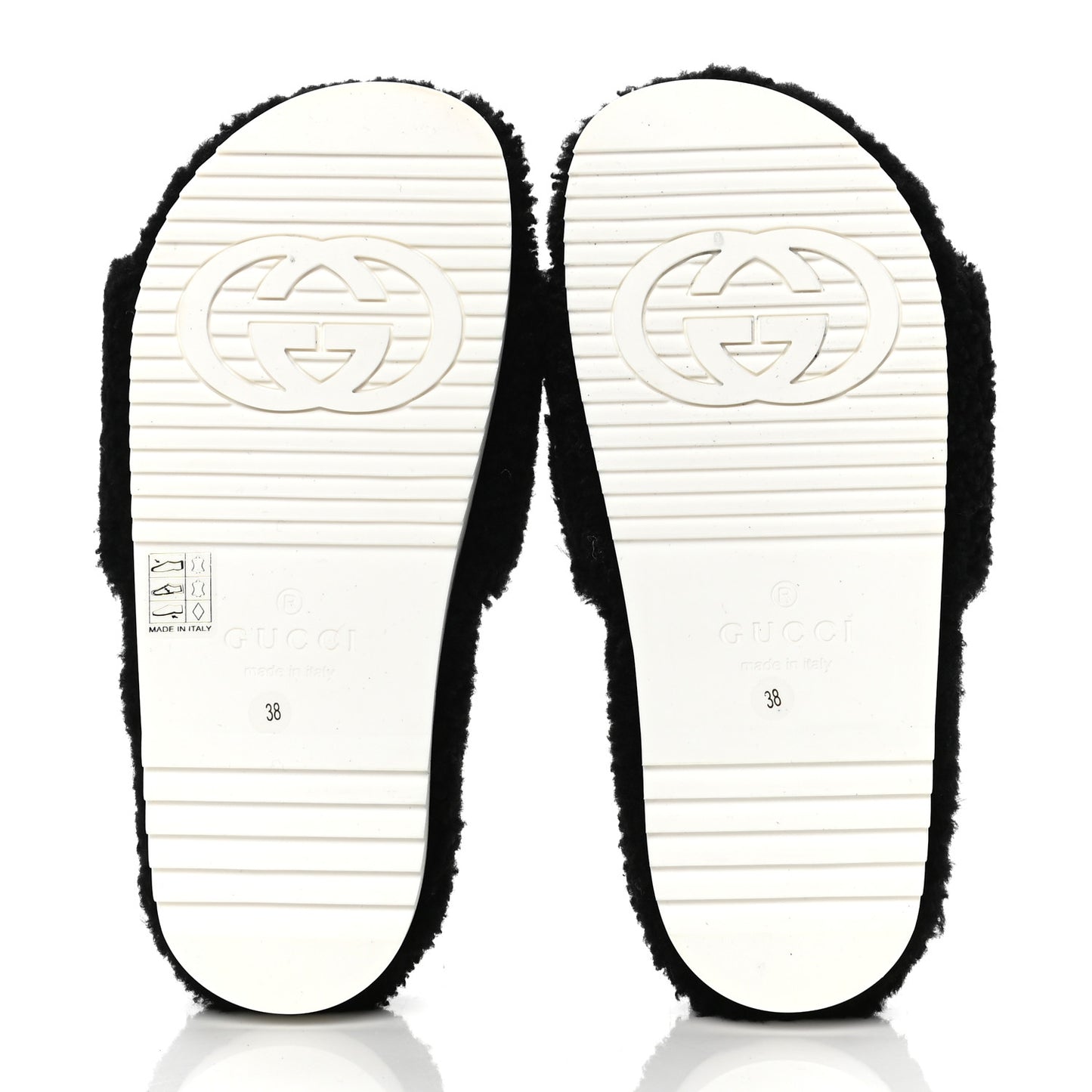 Shearling Eileen Logo Slide Sandals 38 Black Butterscotch
