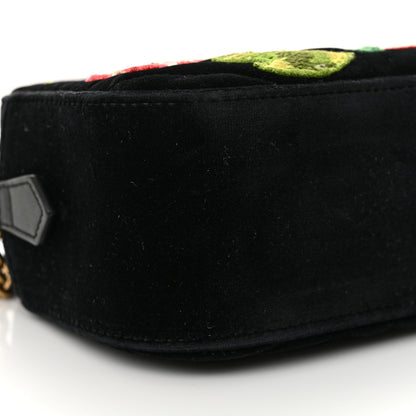 Gucci Velvet Matelasse Deer Embroidered Small GG Marmont Chain Shoulder Bag Black 10 of 11