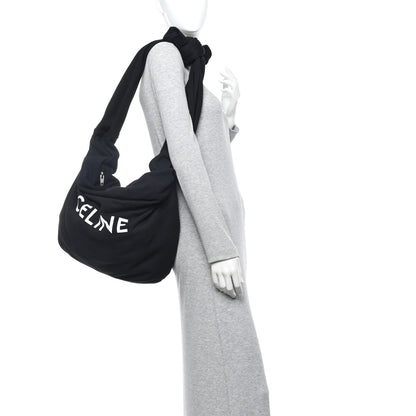 Celine Cotton Medium Knotted Logo Print Shoulder Bag Black 2 of 11
