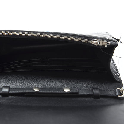 Balenciaga Matte Calfskin Diagonal Allover Logo Print B Wallet on Chain Black White 4 of 8