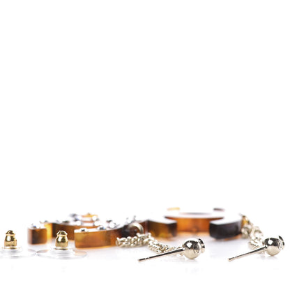 Chanel CC Crystal Drop Earrings Tortoise 3 of 4