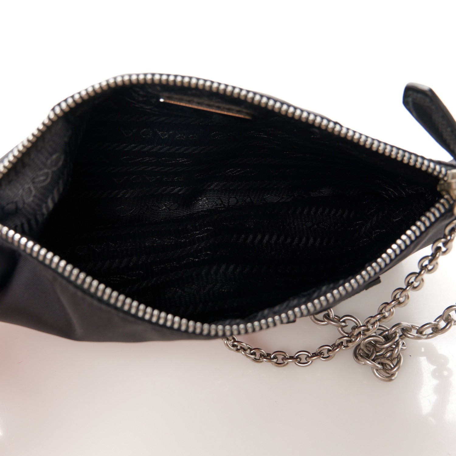 Prada Tessuto Nylon Dog Chain Pouch Black 5 of 10