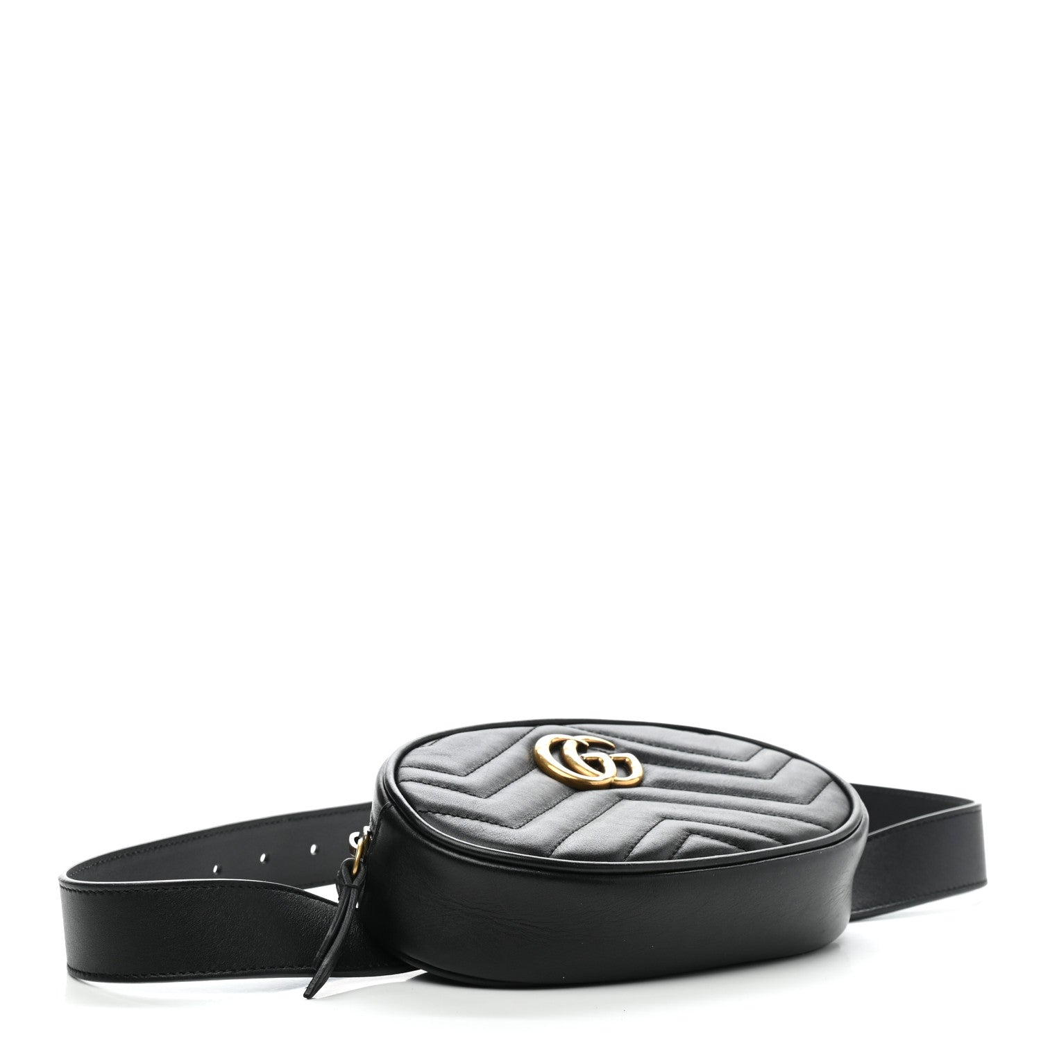 Gucci Calfskin Matelasse GG Marmont Belt Bag 85 34 Black 4 of 11