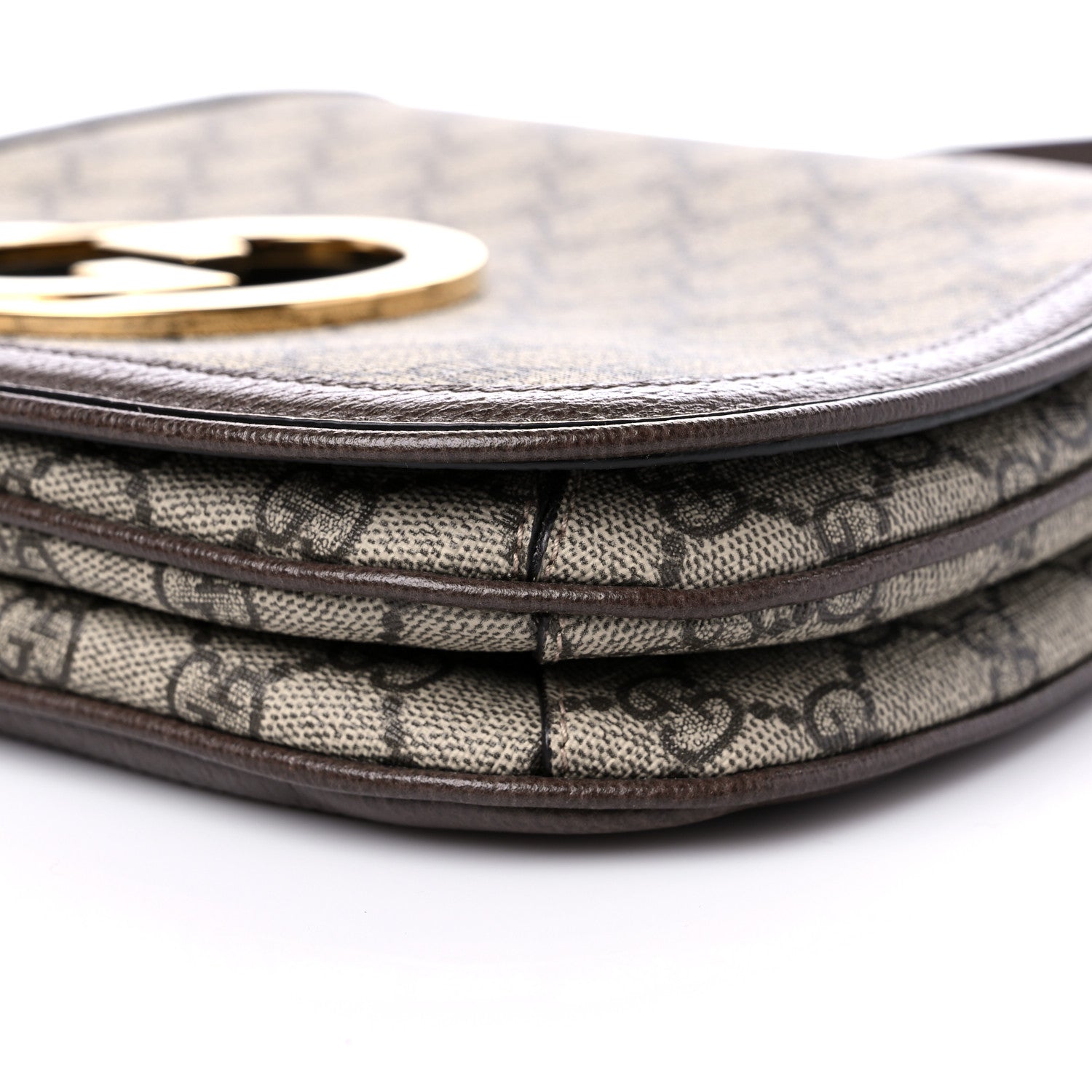 Gucci GG Supreme Monogram Textured Dollar Calfskin Web Medium Blondie Shoulder Flap Bag Beige Ebony New Acero 10 of 11