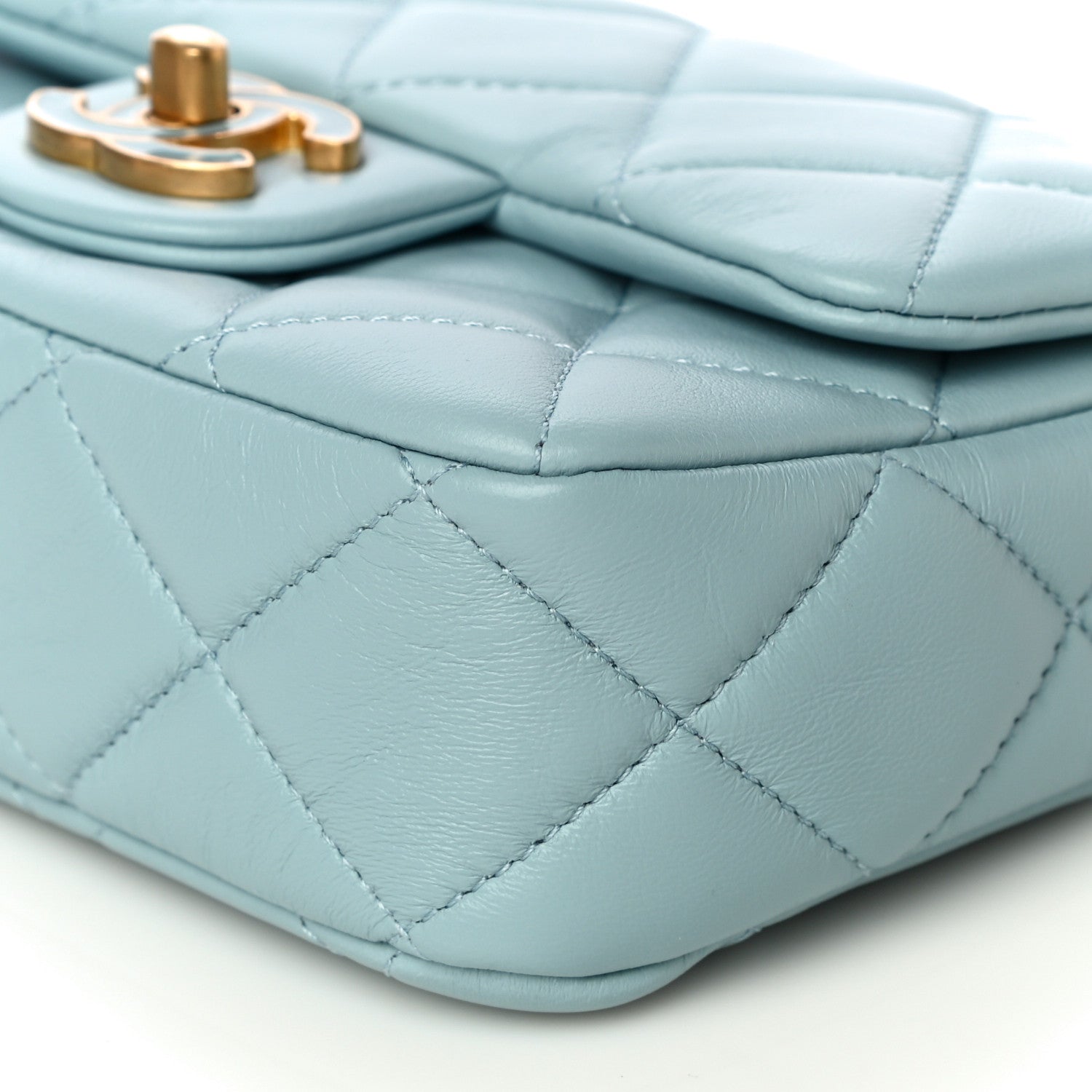 Chanel Lambskin Enamel Quilted Mini Pending CC Square Flap Light Blue 10 of 10