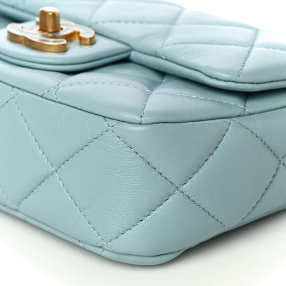 Chanel Lambskin Enamel Quilted Mini Pending CC Square Flap Light Blue 10 of 10