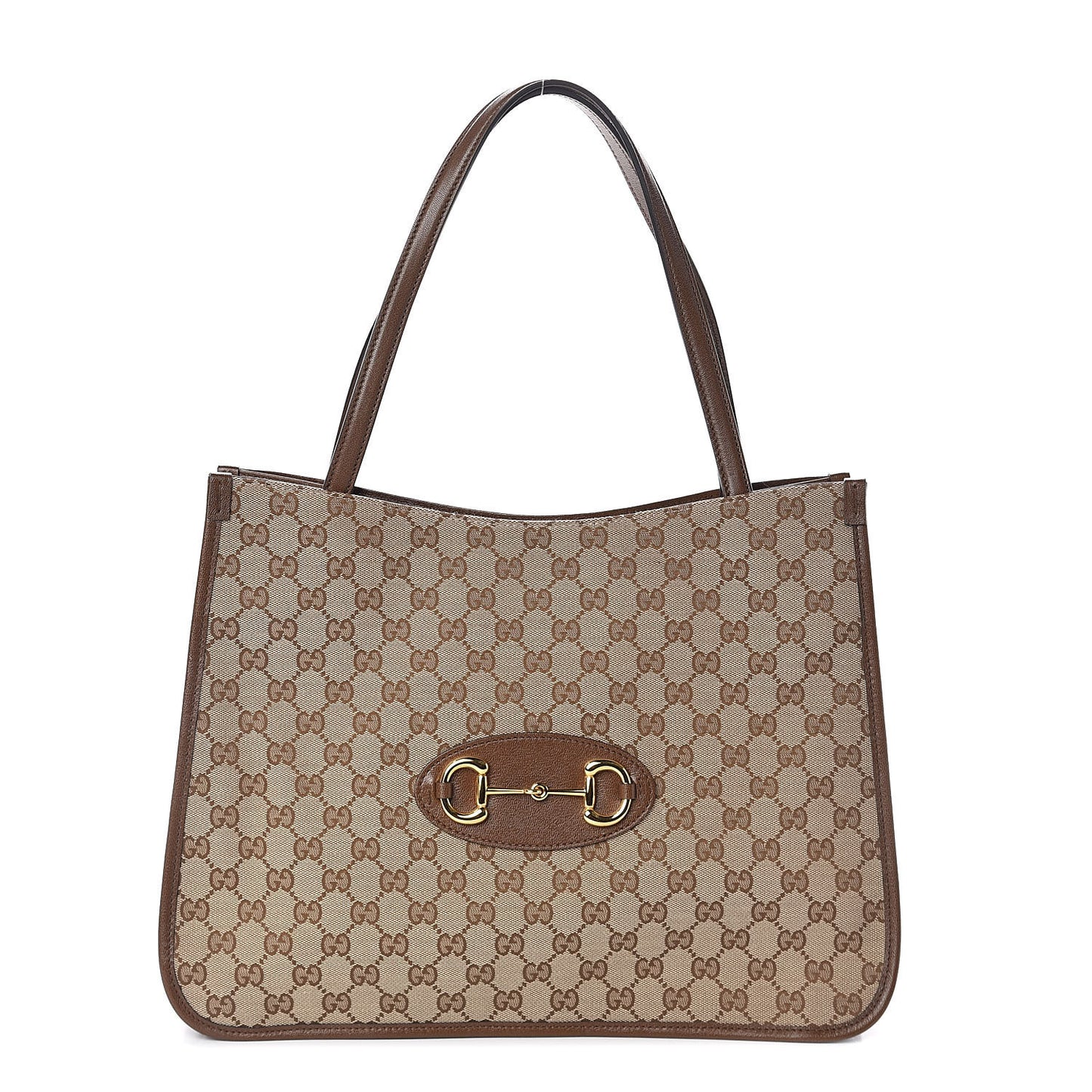 Monogram Horsebit 1955 Tote Bag Beige Brown Sugar