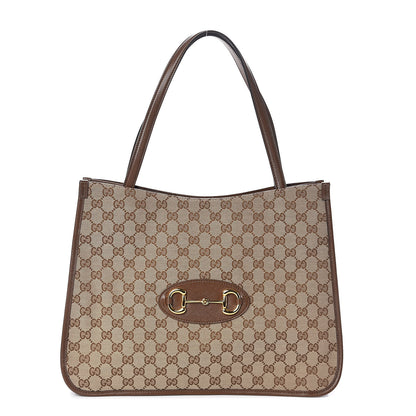 Gucci Monogram Horsebit 1955 Tote Bag Beige Brown Sugar 1 of 9