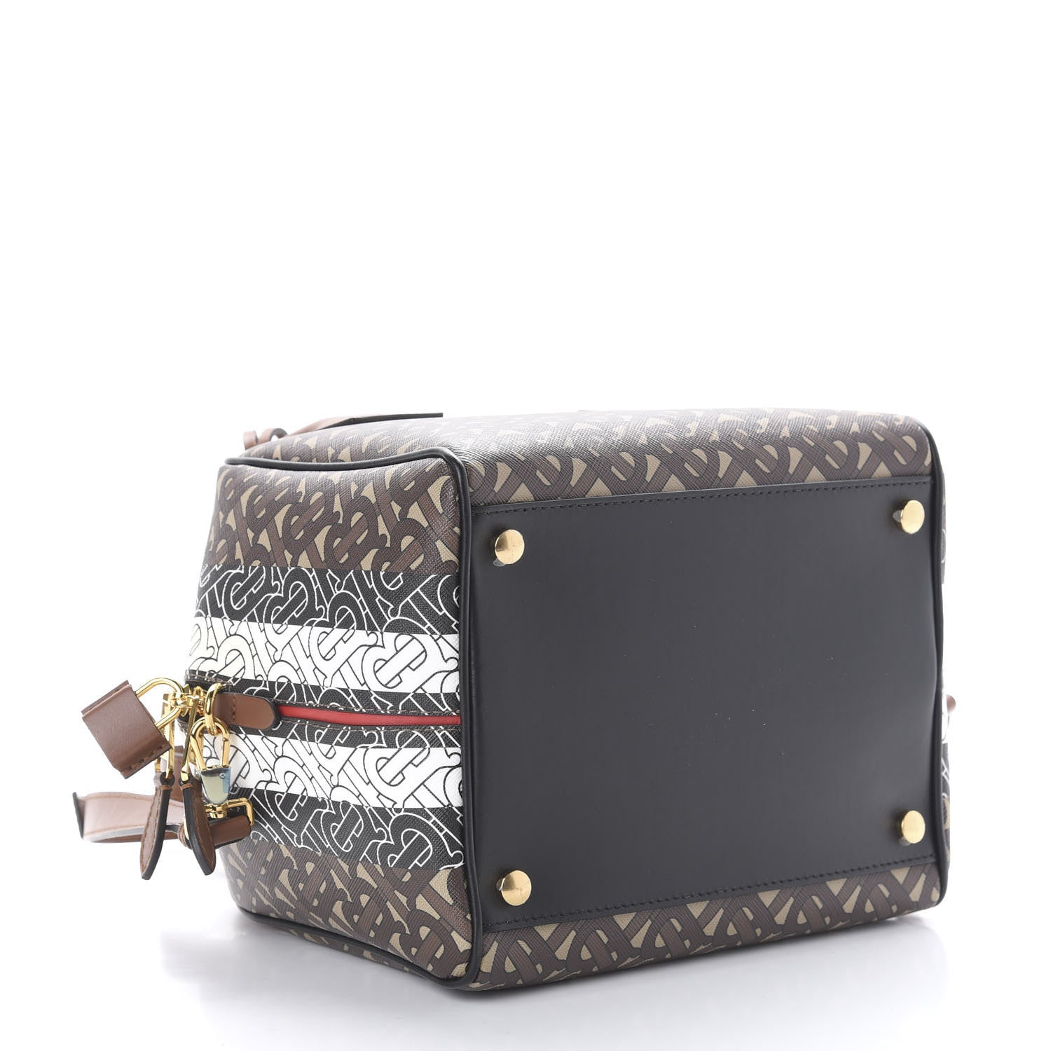 Burberry E-canvas Monogram Stripe Small Cube Bowling Bag Bridle Brown 5 of 10