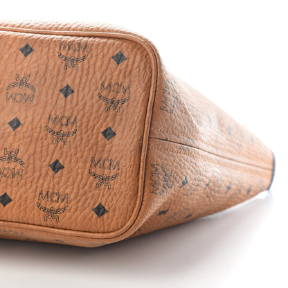 MCM Visetos Medium Shopper Tote Cognac Blue 8 of 8