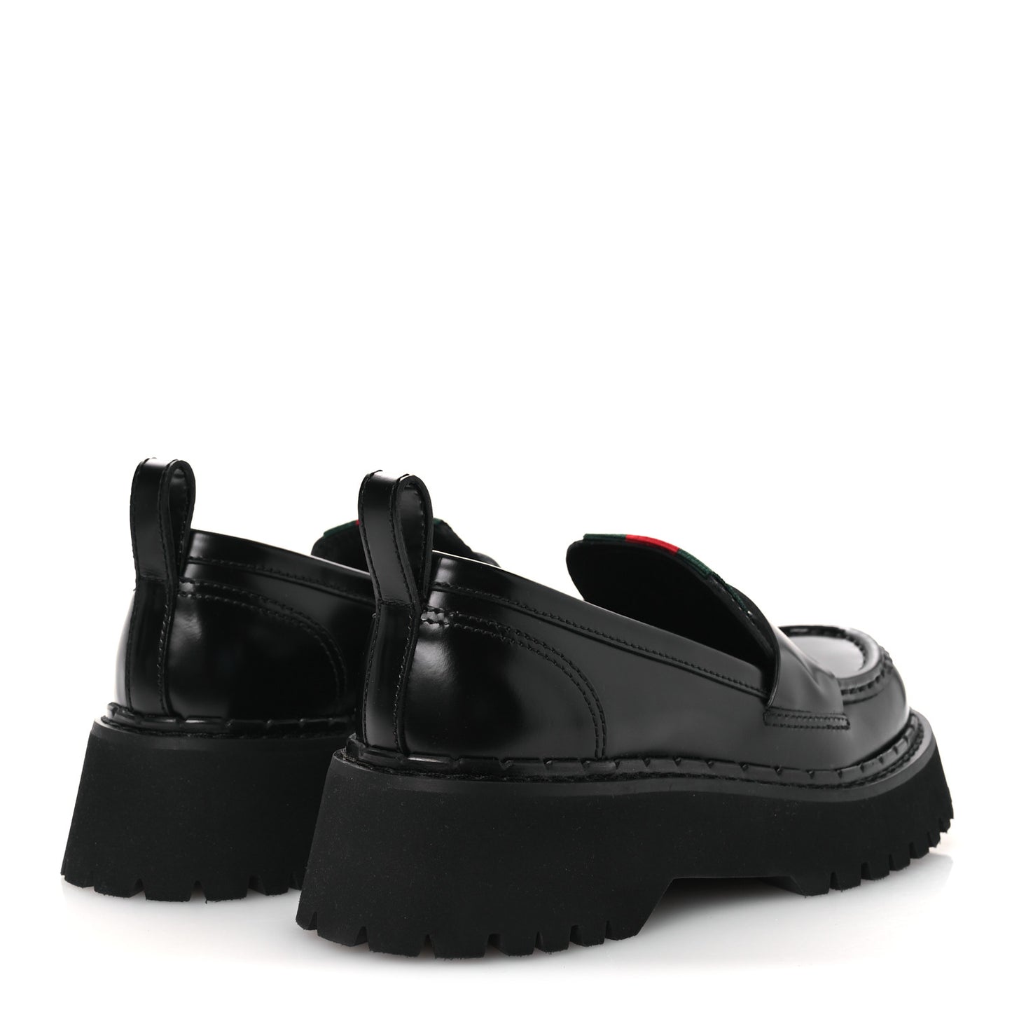 Spice Lux Womens Thea Web 20mm Platform Loafers 37 Black