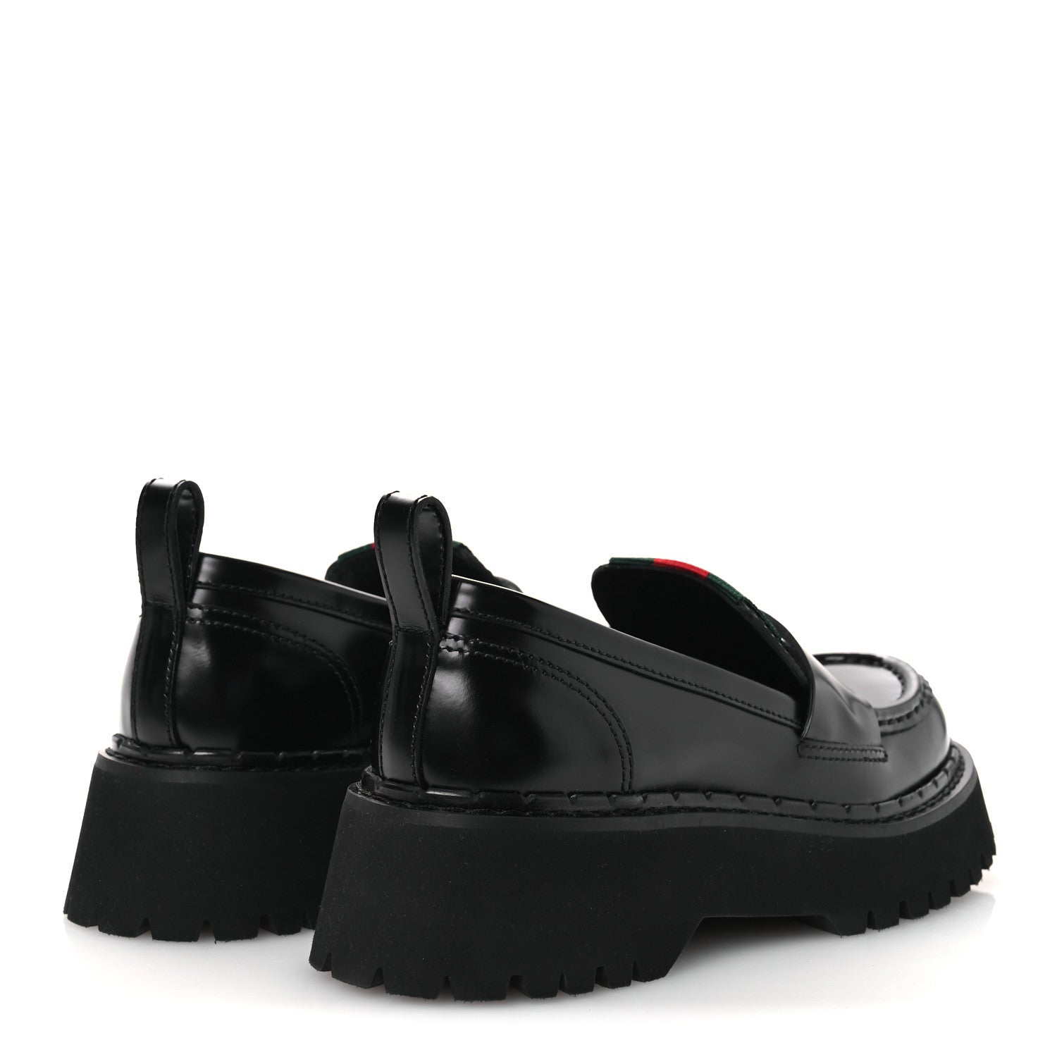 Gucci Spice Lux Womens Thea Web 20mm Platform Loafers 37 Black 5 of 11