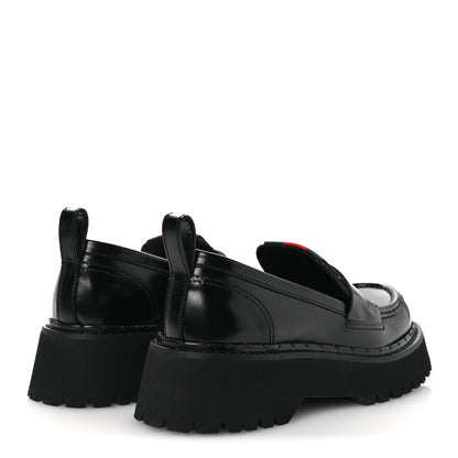Gucci Spice Lux Womens Thea Web 20mm Platform Loafers 37 Black 5 of 11