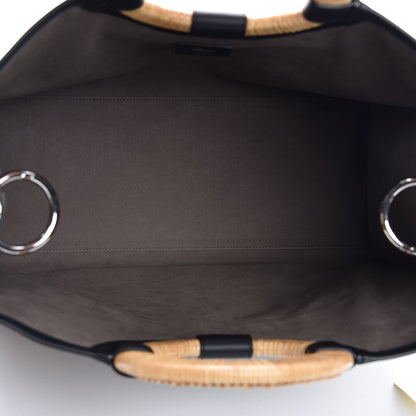 Fendi Vitello Century Wicker FF Embossed Large Runaway Shopper Tote Tobacco Black 5 of 7