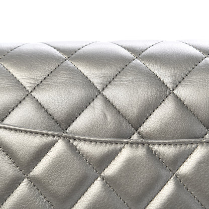 Chanel Metallic Calfskin Quilted Jumbo Double Flap Silver 17 of 20