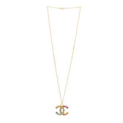 Chanel Crystal CC Pendant Necklace Gold Multicolor 3 of 4
