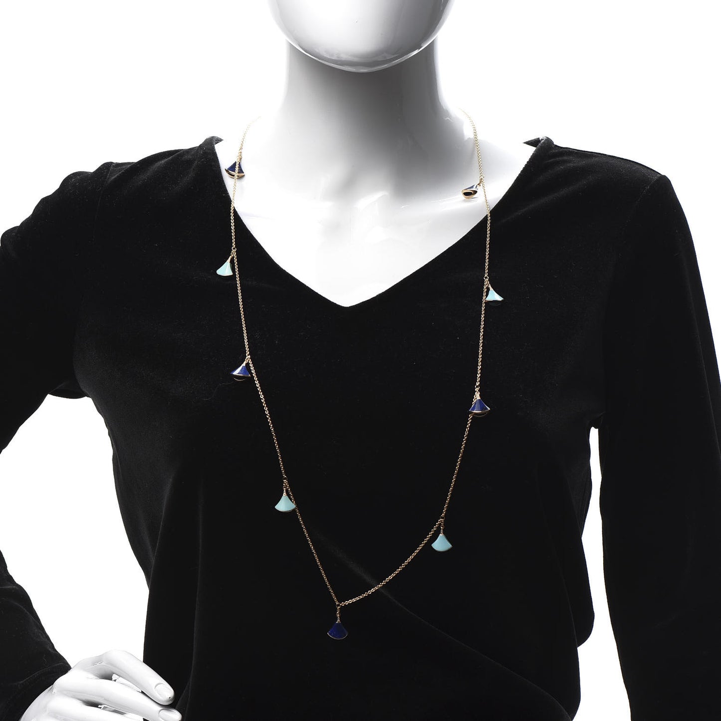 18K Yellow Gold Diamond Turquoise Lapis Lazuli Divas' Dream Necklace