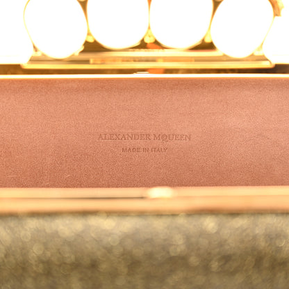 Alexander McQueen Glitter Skull Knuckle Box Clutch Black Gold 6 of 8