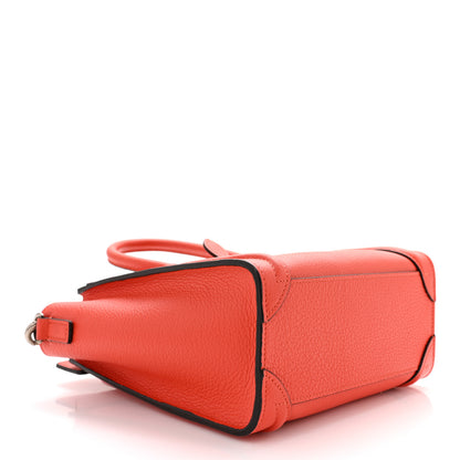 Celine Drummed Calfskin Nano Luggage Vermillion 4 of 9
