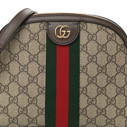 Gucci GG Supreme Monogram Textured Dollar Calfskin Web Small Ophidia Dome Shoulder Bag Beige Ebony New Acero 8 of 10