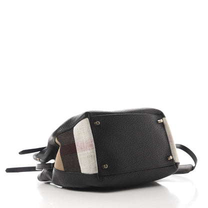 Burberry Grainy Calfskin House Check Small Maidstone Black 3 of 9