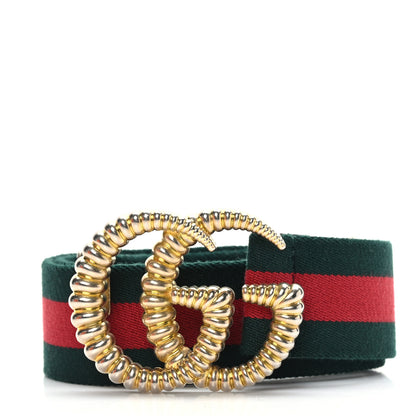 Gucci Canvas Torchon Double G Web Belt 85 34 Verde 1 of 4