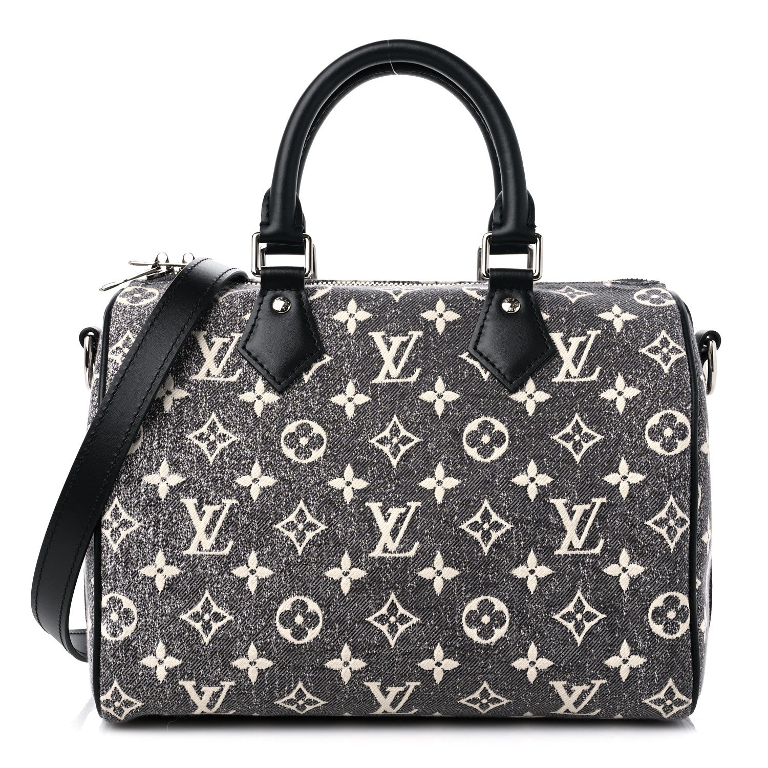 Louis Vuitton Denim Monogram Jacquard Speedy Bandouliere 25 Black 1 of 8