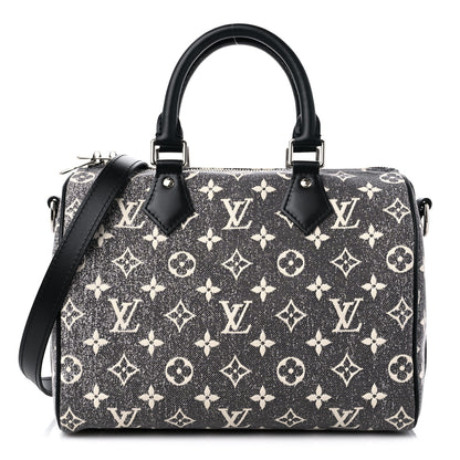 Louis Vuitton Denim Monogram Jacquard Speedy Bandouliere 25 Black 1 of 8