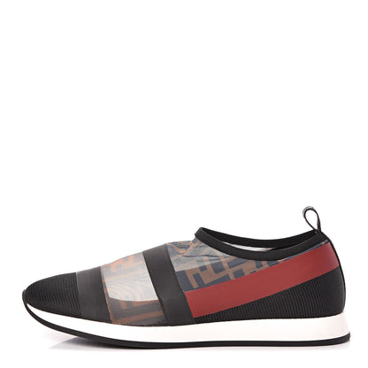 Fendi Technical Mesh Tulle Slip On Sneaker 37.5 Red Tobacco 1 of 7