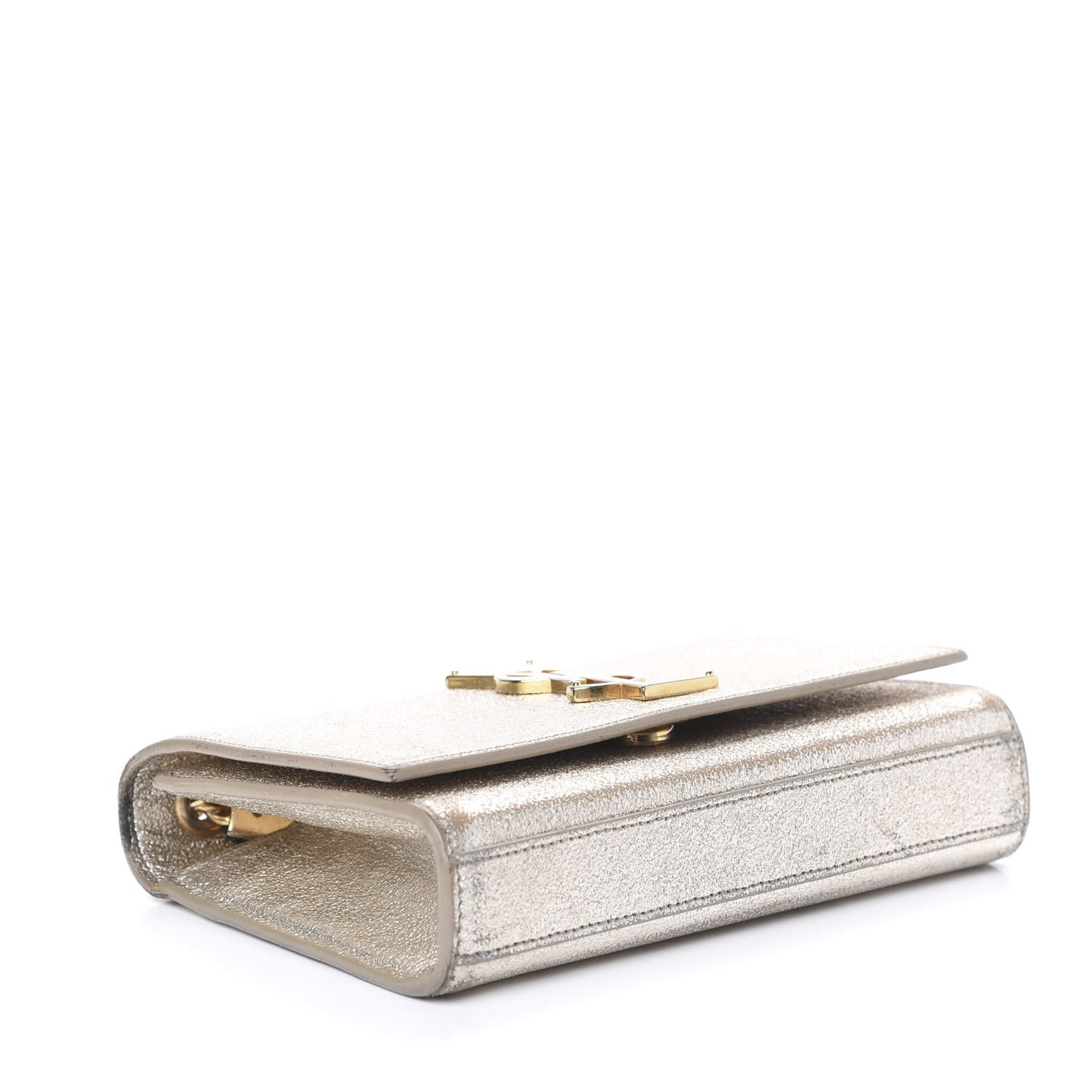 Metallic Calfskin Small Classic Monogram Kate Satchel Pale Gold
