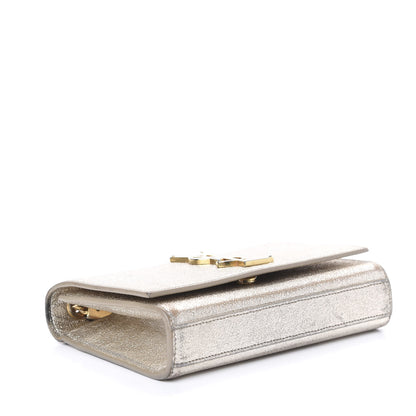 Saint Laurent Metallic Calfskin Small Classic Monogram Kate Satchel Pale Gold 3 of 13
