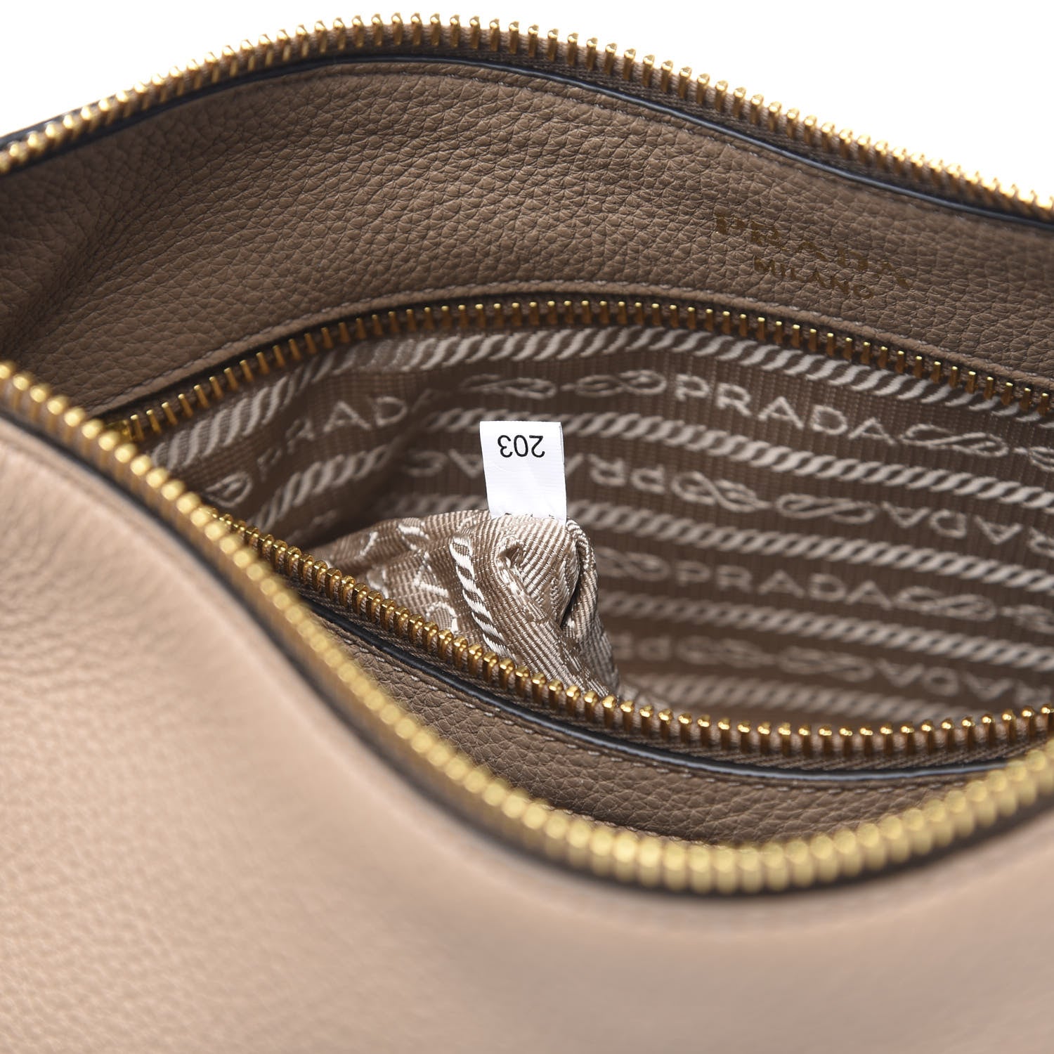 Prada Vitello Daino Zippered Hobo Messenger Cammeo 7 of 11