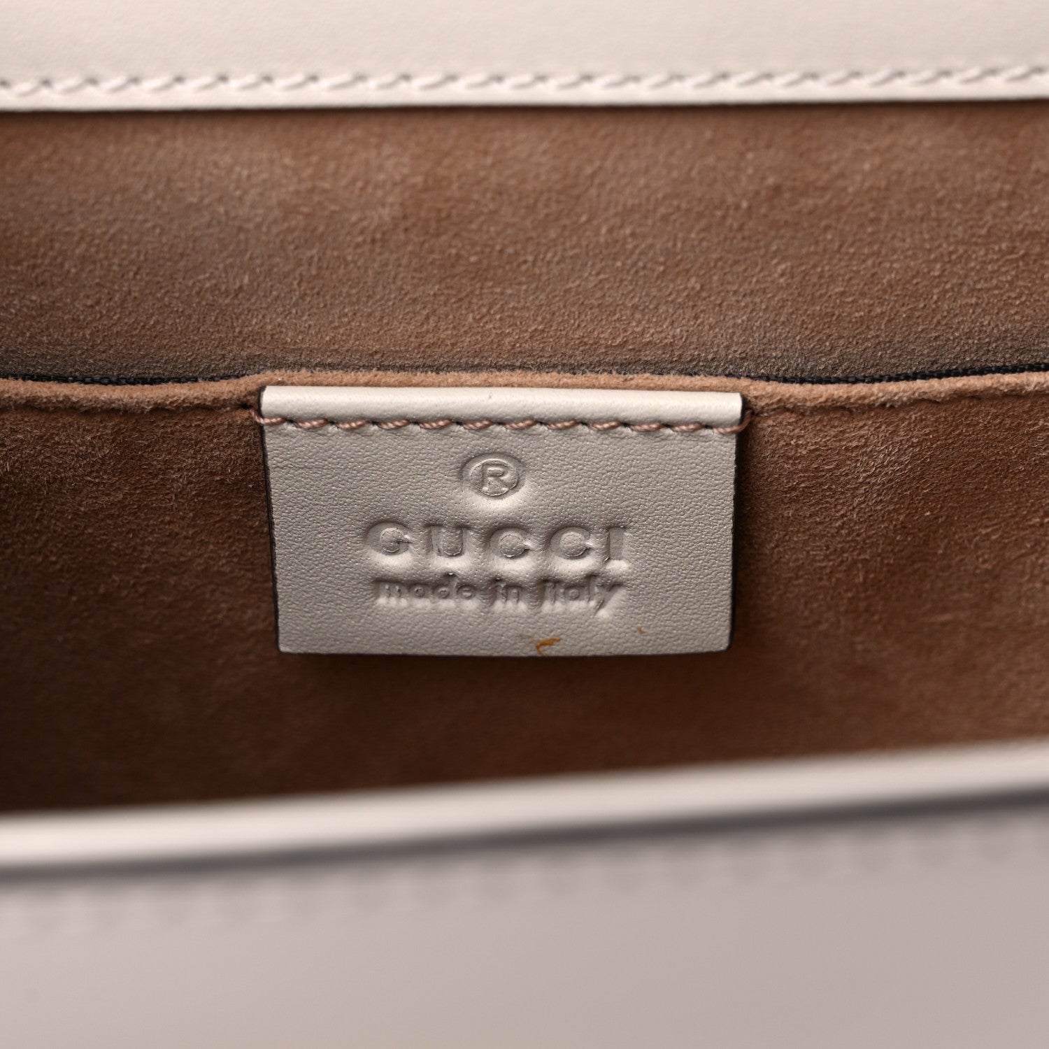 Gucci Calfskin Embroidered Mini Sylvie Top Handle Bag White 6 of 10