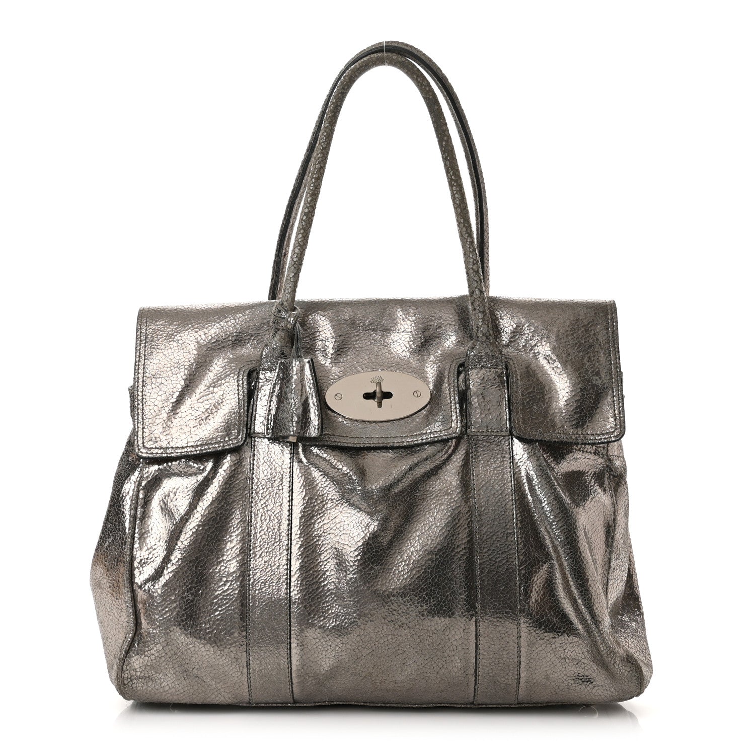 Mulberry Metallic Classic Grain Bayswater Silver 1 of 12