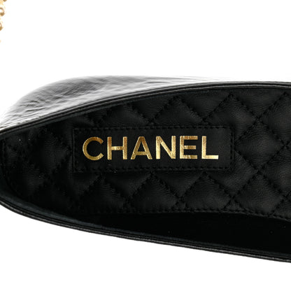 Chanel Lambskin Patent Calfskin Cap Toe Ankle Chain Ballerina Flats 37 Black 7 of 9