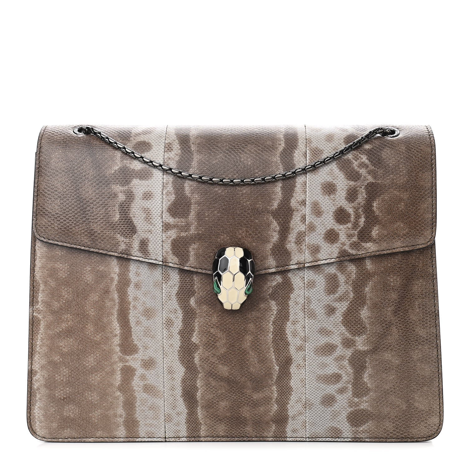 Bulgari Karung Serpenti Forever Medium Shoulder Bag Beige Brown 3 of 10