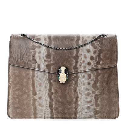 Bulgari Karung Serpenti Forever Medium Shoulder Bag Beige Brown 3 of 10