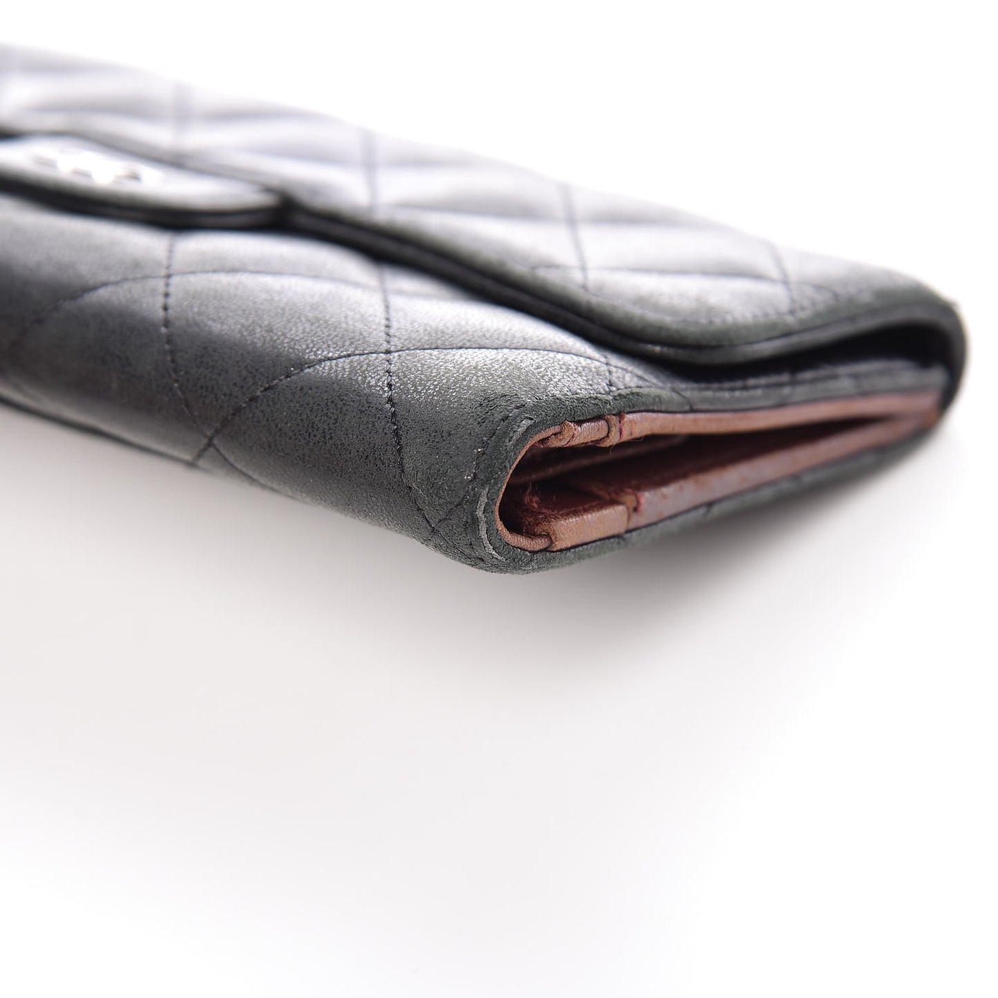 Lambskin Quilted Large Flap Wallet Black