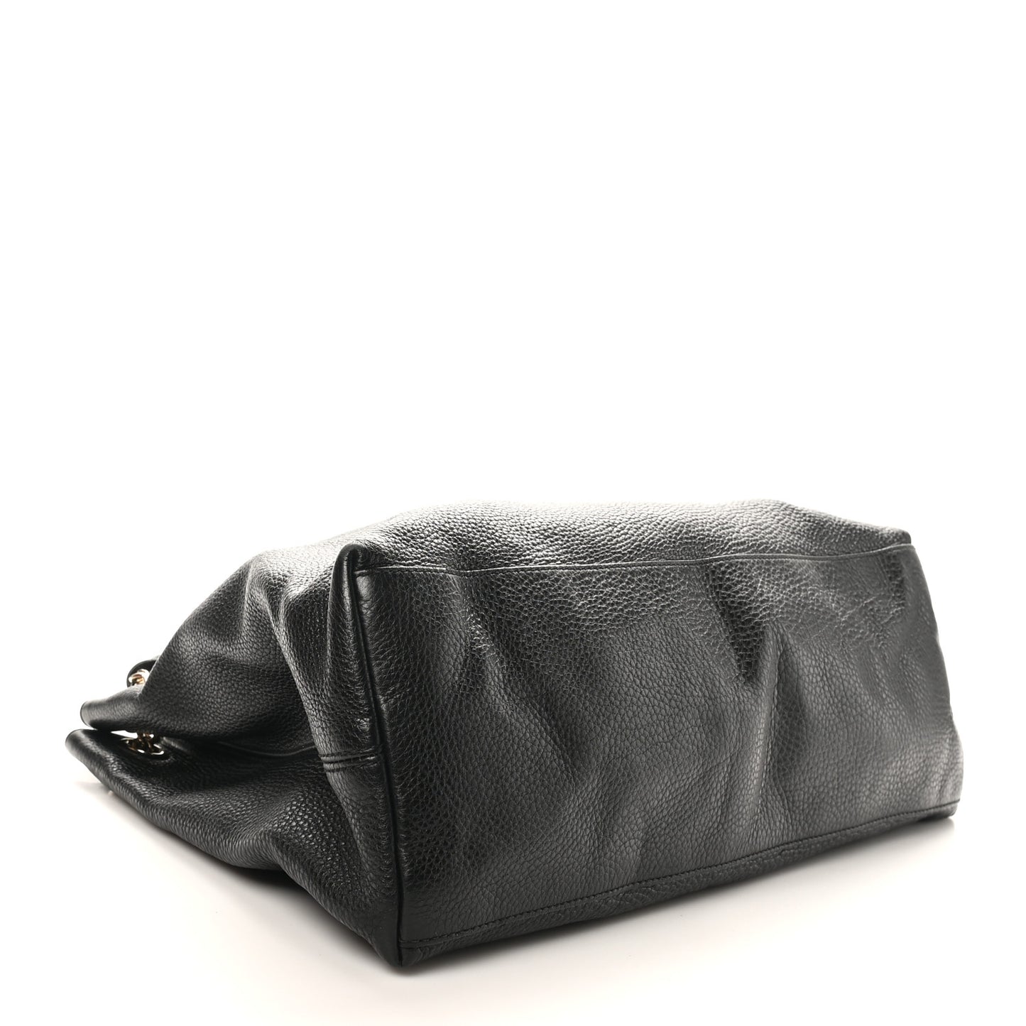 Pebbled Calfskin Medium Soho Chain Shoulder Bag Black