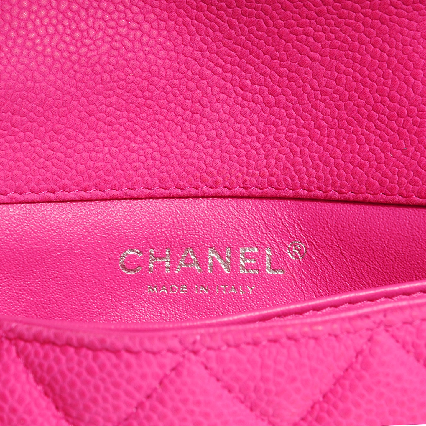 Iridescent Caviar Quilted Extra Mini Flap Pink