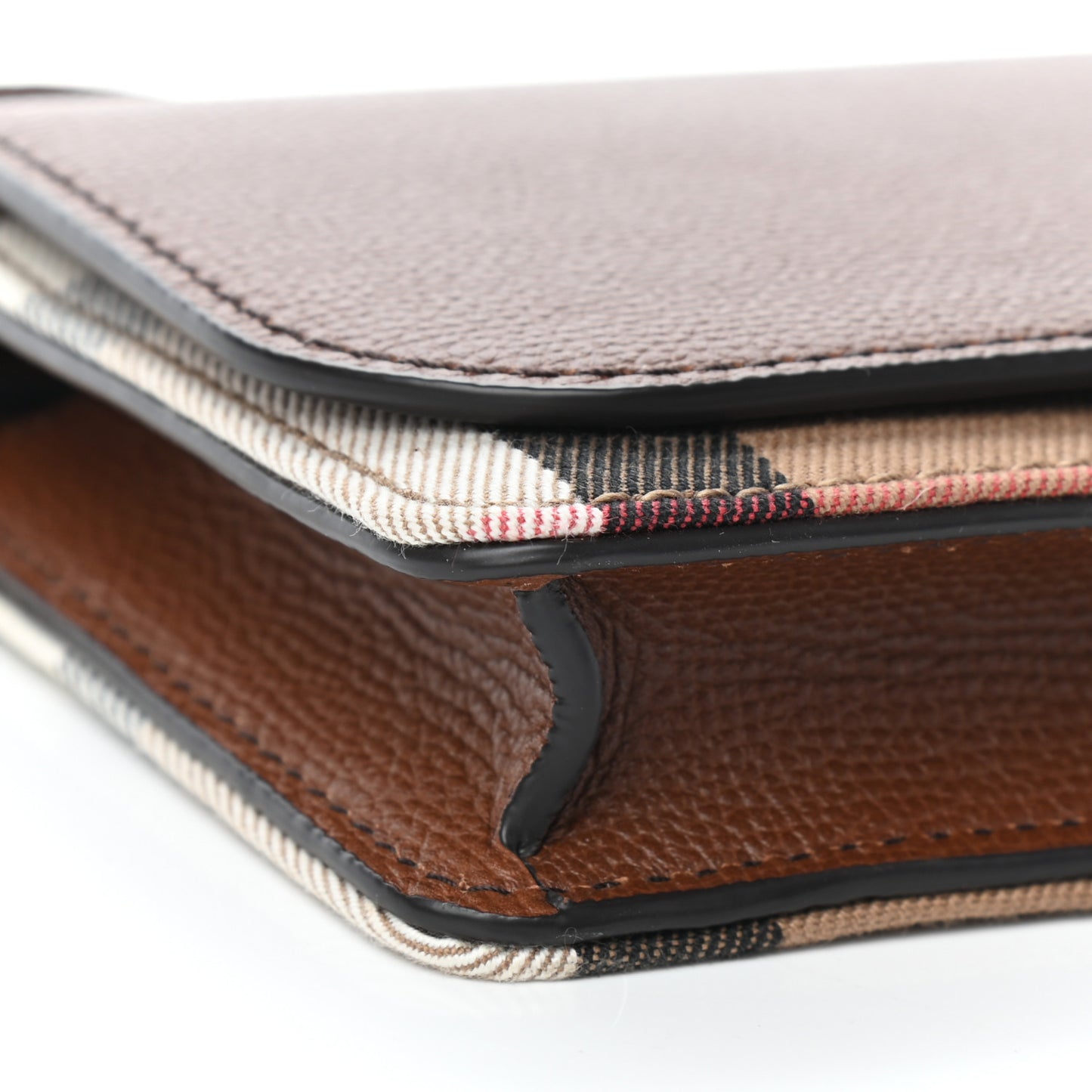 Derby Calfskin House Check Wallet On Chain Tan
