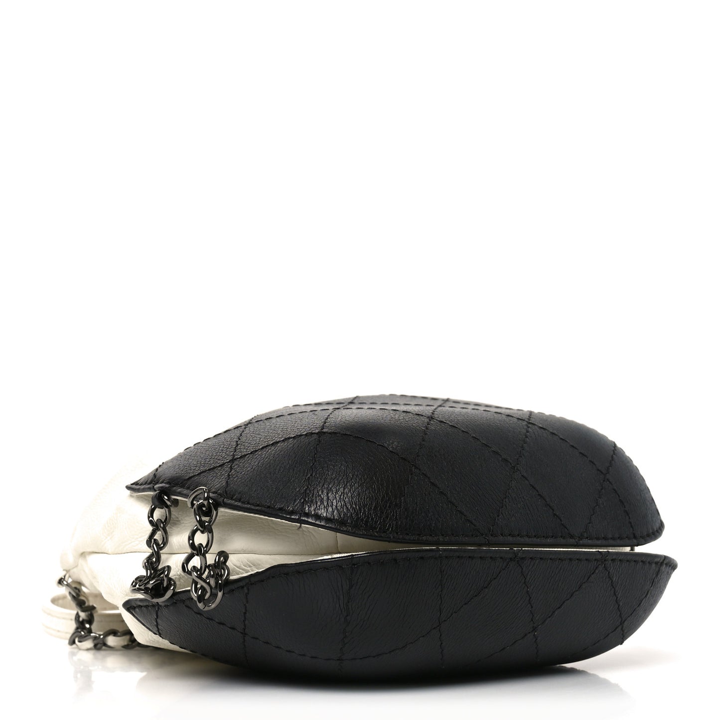 Aged Calfskin Quilted Small Gabrielle Bucket White Black