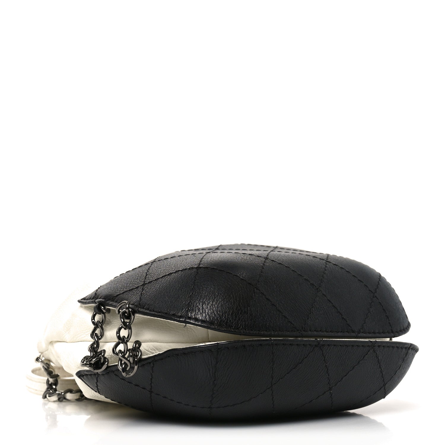 Chanel Aged Calfskin Quilted Small Gabrielle Bucket White Black 4 of 10