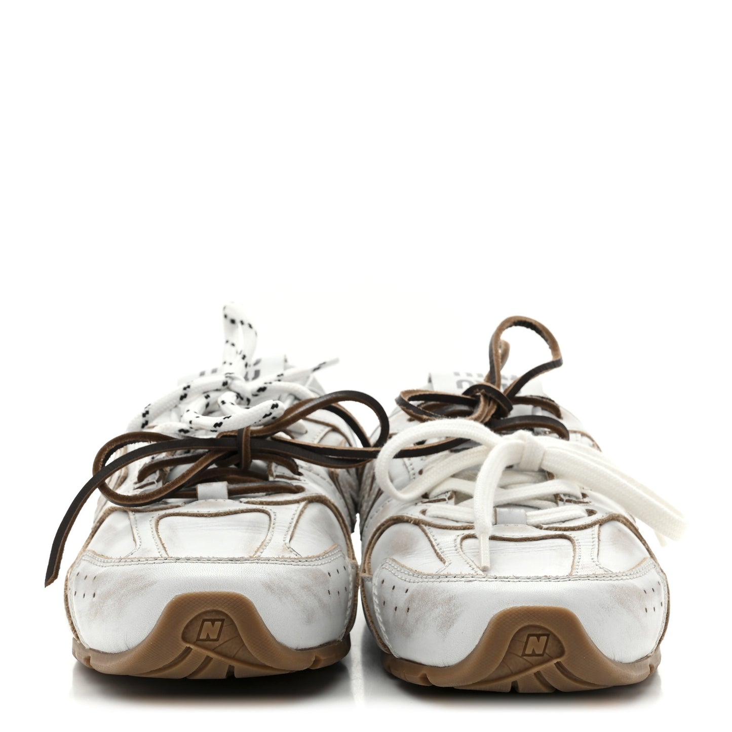 X NEW BALANCE Bleached Calfskin 530 SL Slip-On Sneakers Mules 39 White