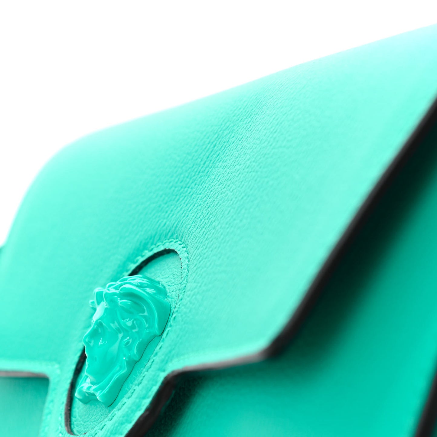 Grained Calfskin La Medusa Crossbody Bag Turquoise