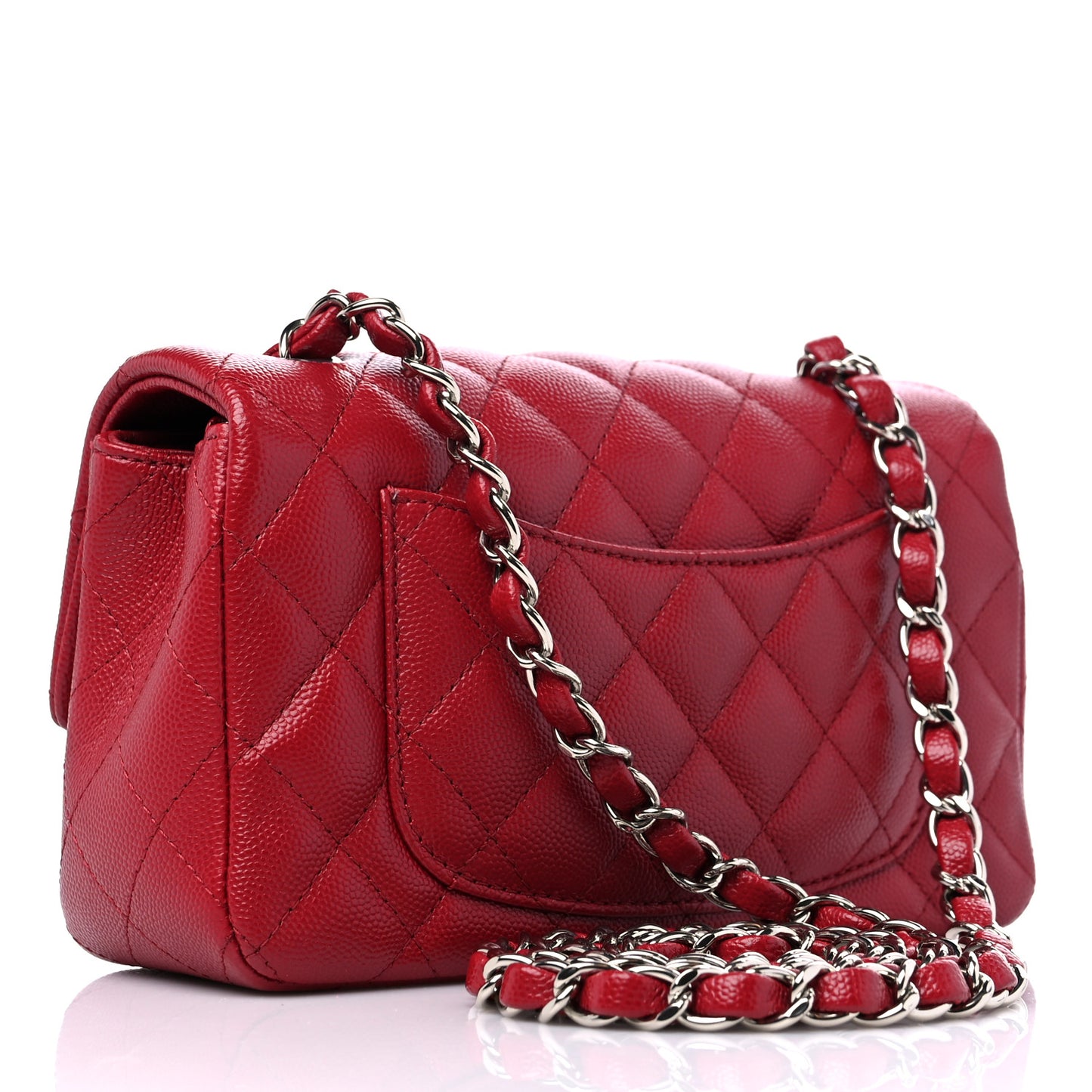 Caviar Quilted Mini Rectangular Flap Red